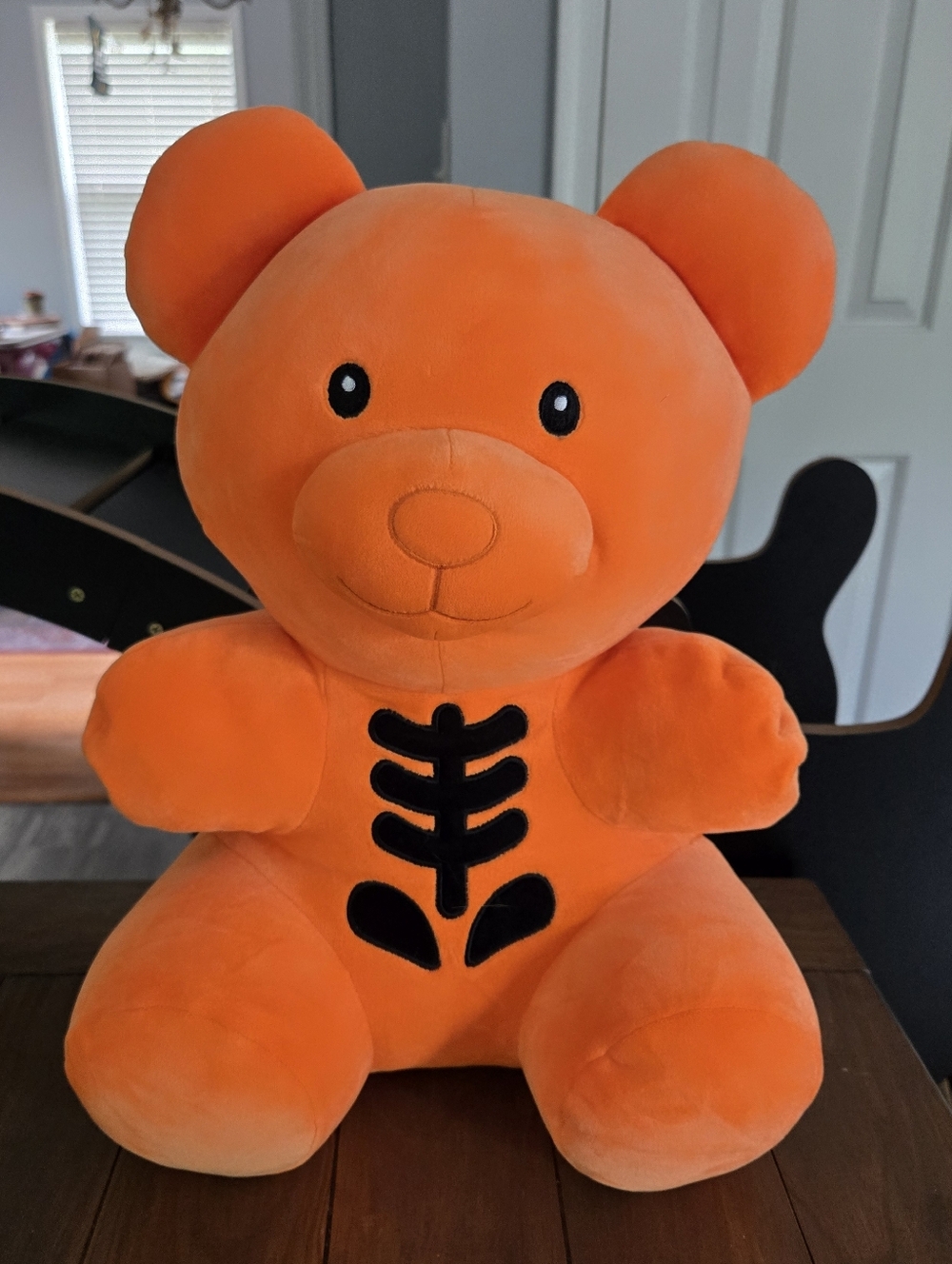 Large 16" Soft Plush Orange  Skeleton Gummy Teddy Bear with Black Accent